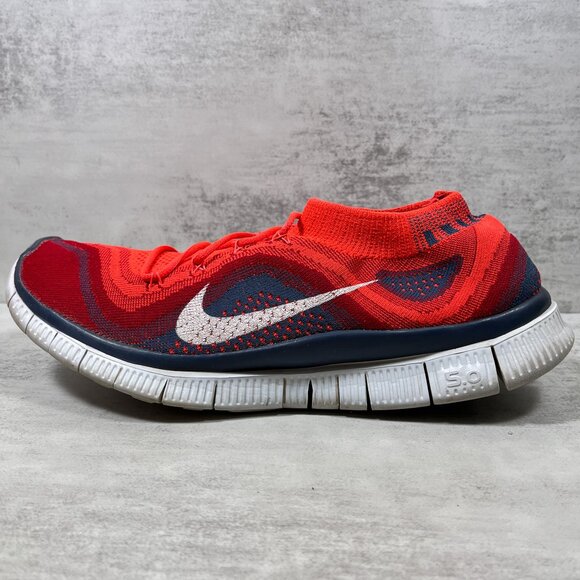 Nike Free 5.0 Flyknit Running Shoes - Men's Size 10.5 - Bright Crimson Red - Picture 1 of 9